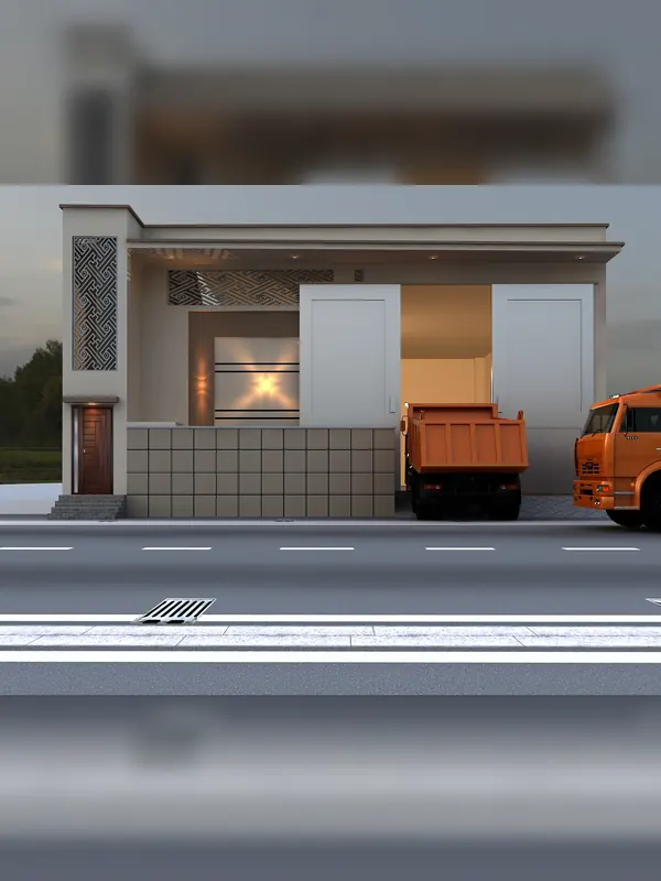 Warehouse 3D front elevation