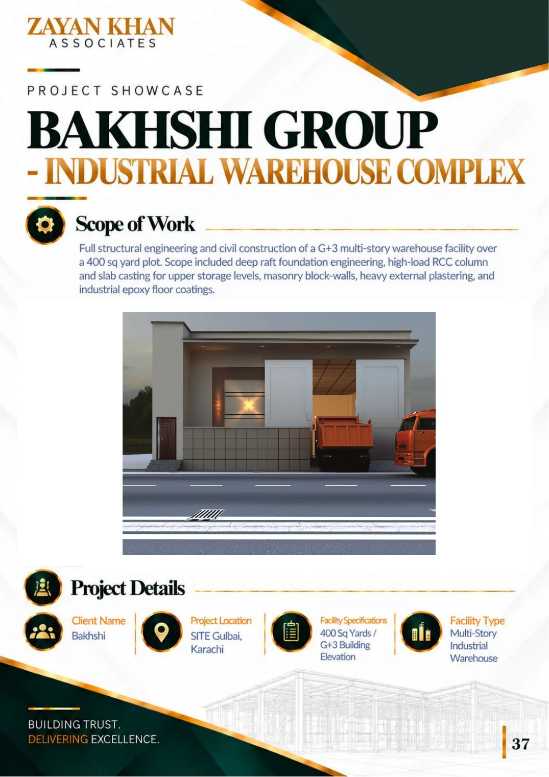 Company profile, page 38: Bakhshi Group — Industrial warehouse complex