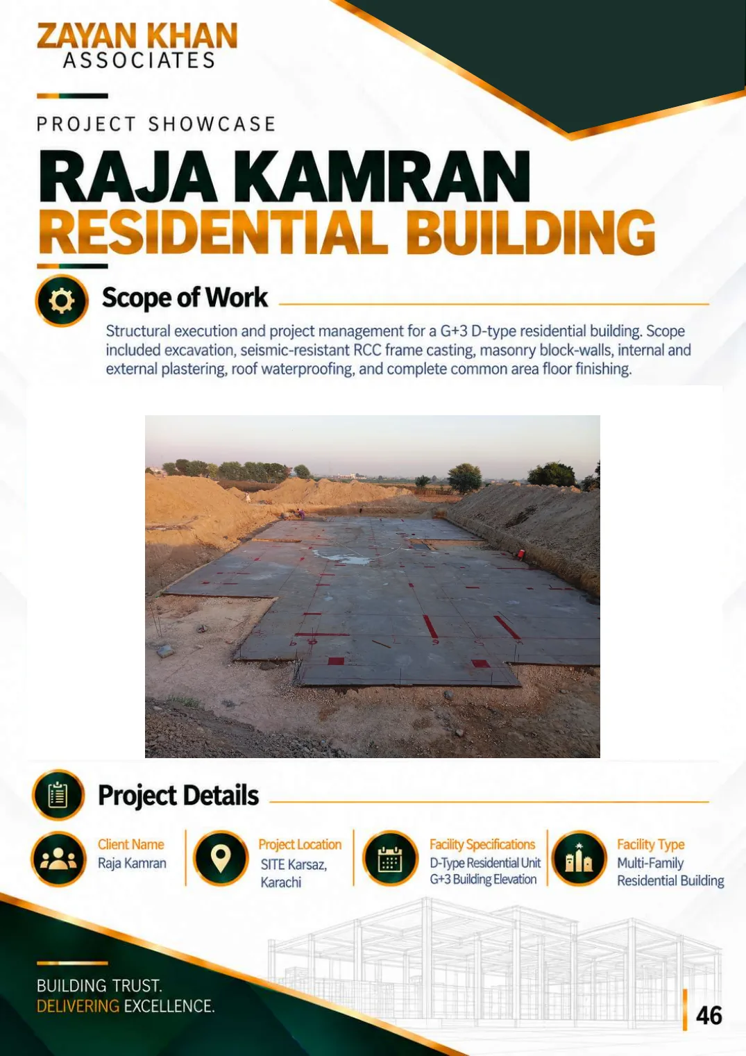 Company profile, page 47: Raja Kamran Residential Building — D-type residential, G+3