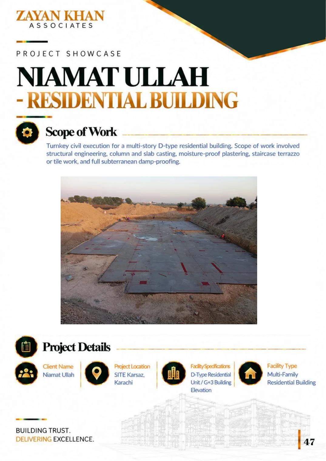 Company profile, page 48: Niamat Ullah Residential Building — D-type residential, G+3